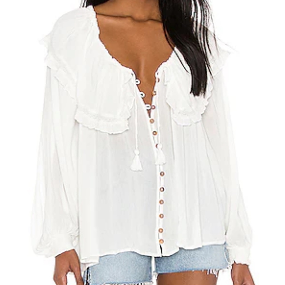 NWT FREE PEOPLE sunrise shirt blouse in ivory size S-L